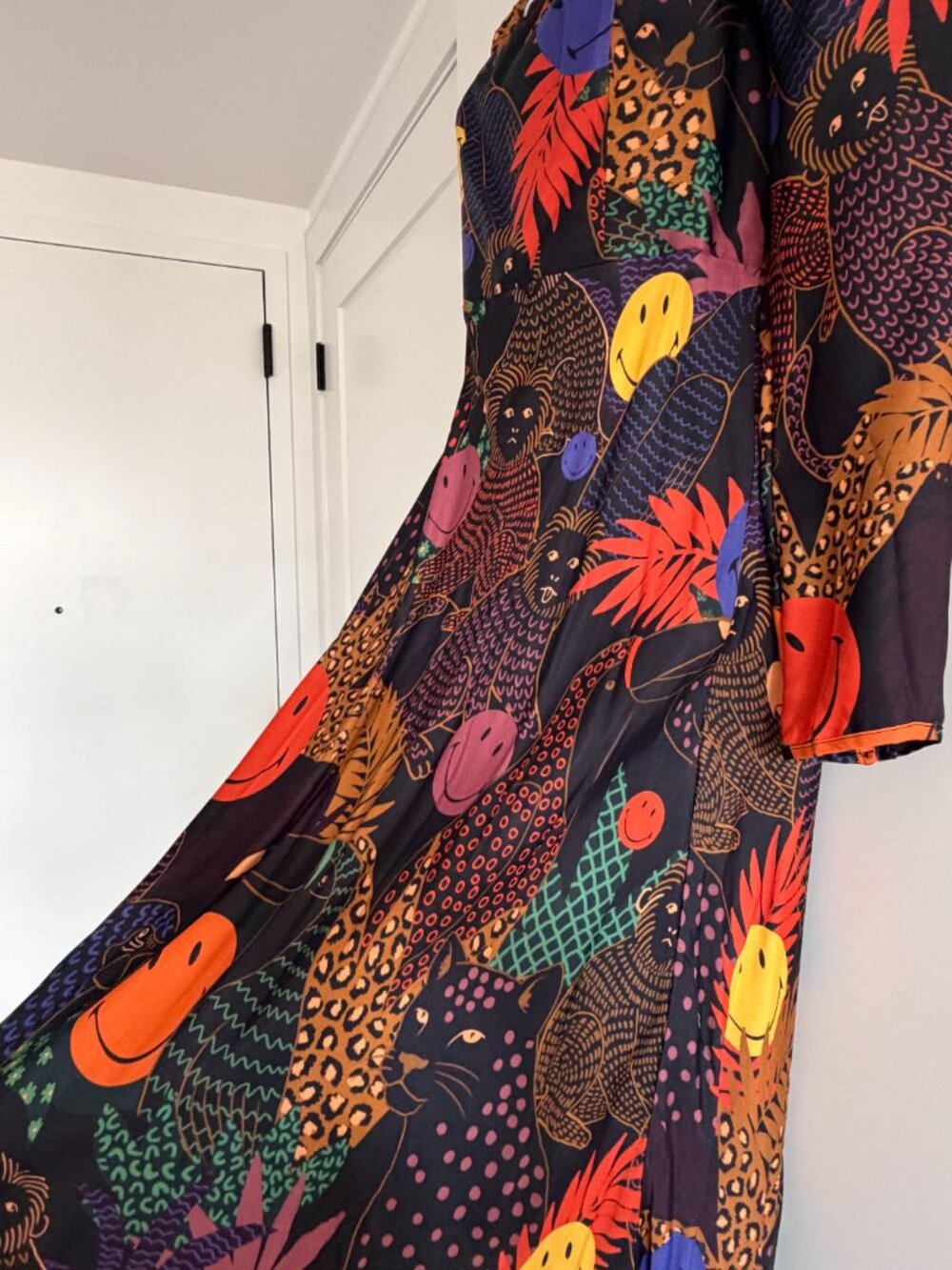 Farm Rio Smiley Tropical Midi Dress M - Picture 6 of 8